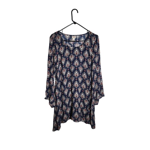 Mossimo Supply Co. Blue & Red Paisley Print Bell Sleeve Tunic Top S - Picture 1 of 4